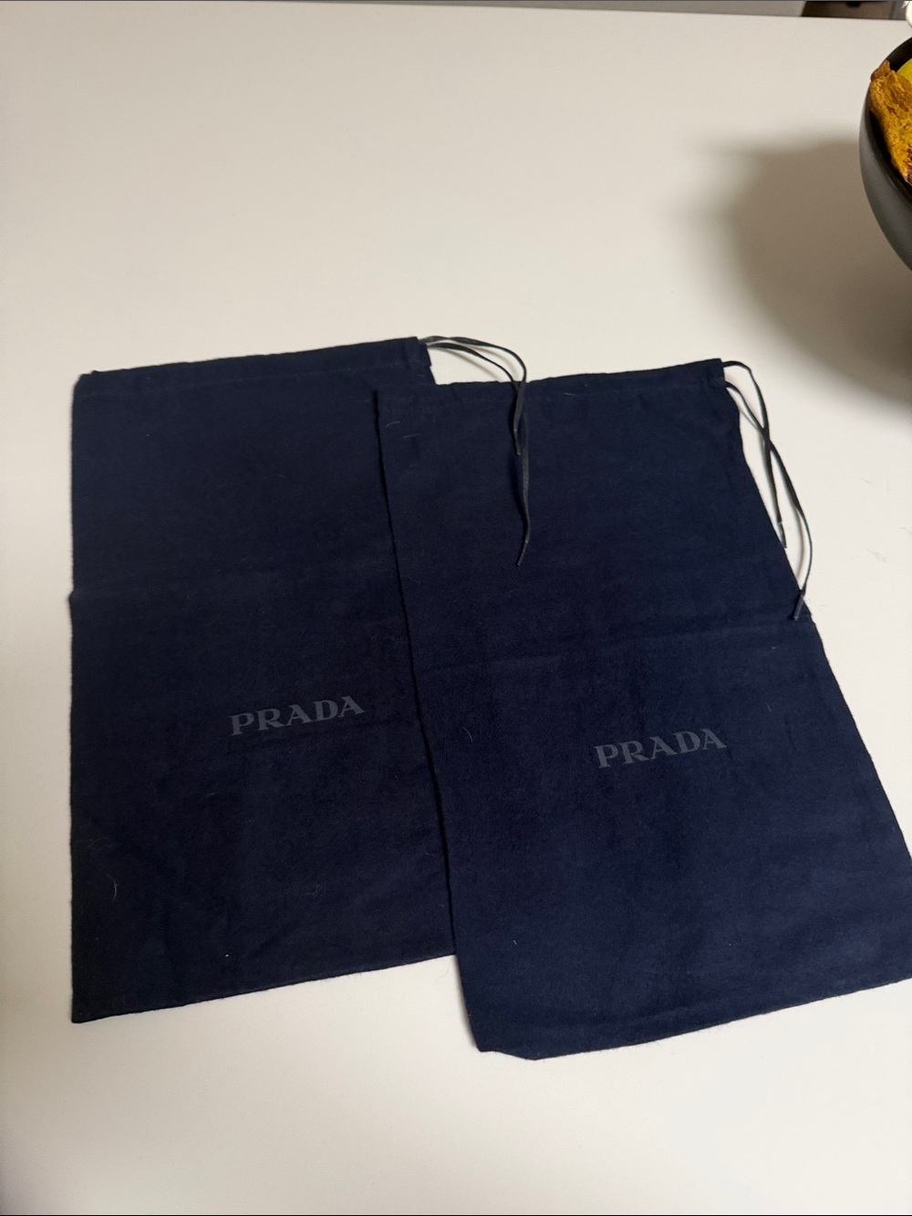 PRADA set of 2 dust bag navy dark blue with string
